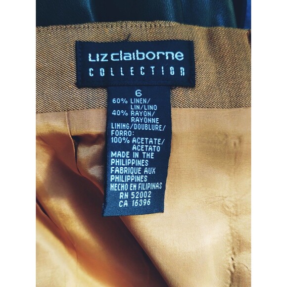 Liz Claiborne Skirt Women 6 Pencil Linen Blend Lined Zip Back Rust Office Siren - Picture 7 of 9